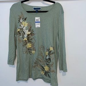 Karen Scott Floral 3/4th Sleeve Tee